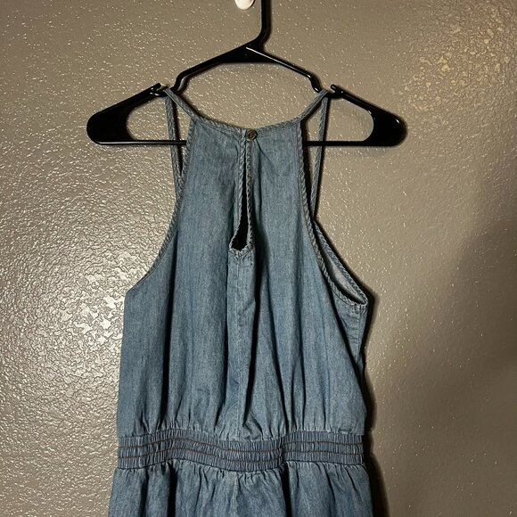 Rico Jeans Chambray Denim Romper Women’s Medium Sleeveless Drawstring M - Picture 2 of 7